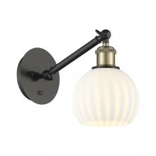 Innovations Lighting 317-1W-BAB-G1217-6WV - White Venetian - 1 Light - 6 inch - Black Antique Brass - Adjustable Sconce