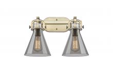 Innovations Lighting 410-2W-BB-G411-7SM - Newton Cone - 2 Light - 17 inch - Brushed Brass - Bath Vanity Light