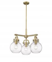 Innovations Lighting 410-3CR-BB-G410-7CL - Newton Sphere - 3 Light - 21 inch - Brushed Brass - Pendant