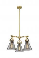 Innovations Lighting 410-3CR-BB-G411-7SM - Newton Cone - 3 Light - 21 inch - Brushed Brass - Pendant