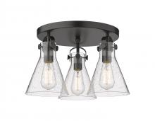 Innovations Lighting 410-3F-BK-G411-7SDY - Newton Cone - 3 Light - 18 inch - Matte Black - Semi-Flush Mount