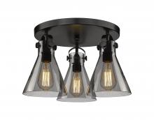 Innovations Lighting 410-3F-BK-G411-7SM - Newton Cone - 3 Light - 18 inch - Matte Black - Semi-Flush Mount