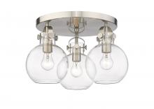 Innovations Lighting 410-3F-SN-G410-7CL - Newton Sphere - 3 Light - 18 inch - Satin Nickel - Semi-Flush Mount