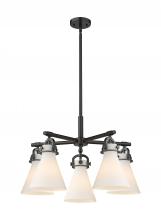 Innovations Lighting 410-5CR-BK-G411-7WH - Newton Cone - 5 Light - 26 inch - Matte Black - Chandelier