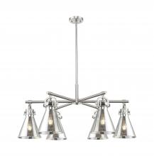 Innovations Lighting 410-6CR-SN-G411-7SM - Newton Cone - 6 Light - 26 inch - Satin Nickel - Chandelier