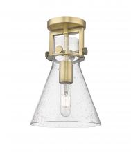 Innovations Lighting 411-1F-BB-G411-8SDY - Newton Cone - 1 Light - 8 inch - Brushed Brass - Semi-Flush Mount