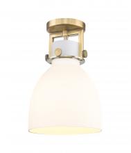 Innovations Lighting 411-1F-BB-G412-8WH - Newton Bell - 1 Light - 8 inch - Brushed Brass - Semi-Flush Mount