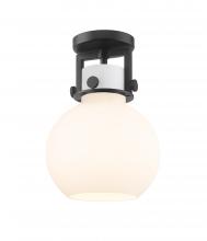 Innovations Lighting 411-1F-BK-G410-8WH - Newton Sphere - 1 Light - 8 inch - Matte Black - Semi-Flush Mount