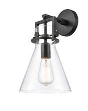 Innovations Lighting 411-1W-BK-8CL-LED - Newton Cone - 1 Light - 8 inch - Matte Black - Sconce