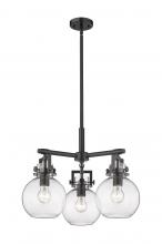 Innovations Lighting 411-3CR-BK-G410-7CL - Newton Sphere - 3 Light - 21 inch - Matte Black - Pendant