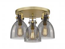 Innovations Lighting 411-3F-BB-G412-7SM - Newton Bell - 3 Light - 18 inch - Brushed Brass - Semi-Flush Mount