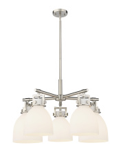 Innovations Lighting 411-5CR-SN-G412-7WH - Newton Bell - 5 Light - 26 inch - Satin Nickel - Chandelier