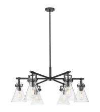 Innovations Lighting 411-6CR-BK-G411-7SDY - Newton Cone - 6 Light - 26 inch - Matte Black - Chandelier