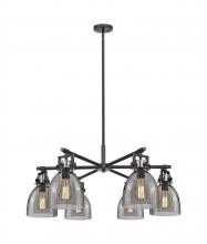 Innovations Lighting 411-6CR-BK-G412-7SM - Newton Bell - 6 Light - 26 inch - Matte Black - Chandelier