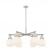 Innovations Lighting 411-6CR-SN-G410-7WH - Newton Sphere - 6 Light - 26 inch - Satin Nickel - Chandelier