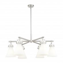Innovations Lighting 411-6CR-SN-G411-7WH - Newton Cone - 6 Light - 26 inch - Satin Nickel - Chandelier