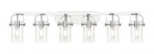 Innovations Lighting 423-6W-PC-G423-7CL - Pilaster II Cylinder - 6 Light - 44 inch - Polished Chrome - Bath Vanity Light