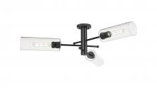 Innovations Lighting 434-3F-BK-G434-12CL - Crown Point - 3 Light - 34 inch - Matte Black - Semi-Flush Mount