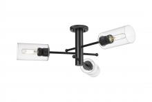 Innovations Lighting 434-3F-BK-G434-7CL - Crown Point - 3 Light - 34 inch - Matte Black - Semi-Flush Mount