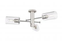 Innovations Lighting 434-3F-SN-G434-7CL - Crown Point - 3 Light - 34 inch - Satin Nickel - Semi-Flush Mount
