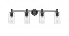 Innovations Lighting 434-4W-BK-G434-7CL - Crown Point - 4 Light - 34 inch - Matte Black - Bath Vanity Light