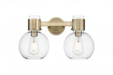 Innovations Lighting 464-2W-BB-G464B-7CL - Lawton Sphere - 2 Light - 17 inch - Brushed Brass - Bath Vanity Light