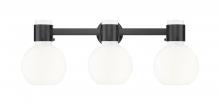 Innovations Lighting 464-3W-BK-G464B-7GW - Lawton Sphere - 3 Light - 27 inch - Matte Black - Bath Vanity Light