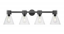 Innovations Lighting 464-4W-BK-G464C-7SDY - Lawton Cone - 4 Light - 27 inch - Matte Black - Bath Vanity Light