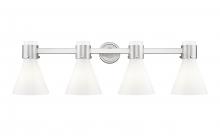 Innovations Lighting 464-4W-SN-G464C-7GW - Lawton Cone - 4 Light - 27 inch - Satin Nickel - Bath Vanity Light