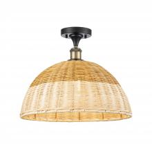 Innovations Lighting 516-1C-BAB-NBD2-16-NAT - Bristol Natural II - 1 Light - 16 inch - Black Antique Brass - Semi-Flush Mount