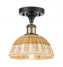 Innovations Lighting 516-1C-BAB-NBD2-75-NAT - Bristol Natural II - 1 Light - 8 inch - Black Antique Brass - Semi-Flush Mount