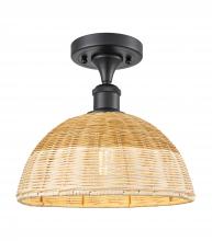 Innovations Lighting 516-1C-BK-NBD2-12-NAT - Bristol Natural II - 1 Light - 12 inch - Matte Black - Semi-Flush Mount