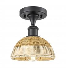 Innovations Lighting 516-1C-BK-NBD2-75-NAT - Bristol Natural II - 1 Light - 8 inch - Matte Black - Semi-Flush Mount