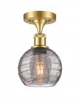 Innovations Lighting 516-1C-SG-G1213-6SM - Athens Deco Swirl - 1 Light - 6 inch - Satin Gold - Semi-Flush Mount