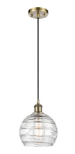 Innovations Lighting 516-1P-AB-G1213-8CL - Athens Deco Swirl - 1 Light - 8 inch - Antique Brass - Cord hung - Mini Pendant