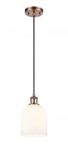 Innovations Lighting 516-1P-AC-G558-6GWH - Bella - 1 Light - 6 inch - Antique Copper - Cord hung - Mini Pendant