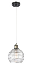 Innovations Lighting 516-1P-BAB-G1213-8CL - Athens Deco Swirl - 1 Light - 8 inch - Black Antique Brass - Cord hung - Mini Pendant