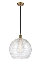 Innovations Lighting 516-1P-BB-G1213-14CL - Athens Deco Swirl - 1 Light - 14 inch - Brushed Brass - Cord hung - Mini Pendant