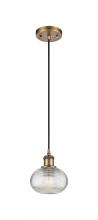 Innovations Lighting 516-1P-BB-G555-6CL - Ithaca - 1 Light - 6 inch - Brushed Brass - Cord hung - Mini Pendant