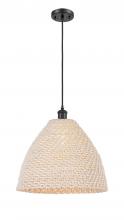 Innovations Lighting 516-1P-BK-NBD-16-NAT - Bristol Natural - 1 Light - 6 inch - Matte Black - Cord hung - Mini Pendant