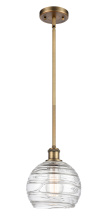 Innovations Lighting 516-1S-BB-G1213-8CL - Athens Deco Swirl - 1 Light - 8 inch - Brushed Brass - Stem hung - Mini Pendant
