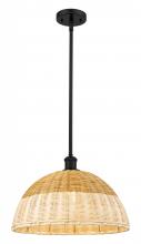 Innovations Lighting 516-1S-BK-NBD2-16-NAT - Bristol Natural II - 1 Light - 16 inch - Matte Black - Stem hung - Mini Pendant