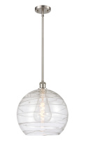 Innovations Lighting 516-1S-SN-G1213-14CL - Athens Deco Swirl - 1 Light - 14 inch - Brushed Satin Nickel - Stem hung - Mini Pendant