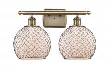 Innovations Lighting 516-2W-AB-G121-8CBK - Farmhouse Chicken Wire - 2 Light - 18 inch - Antique Brass - Bath Vanity Light