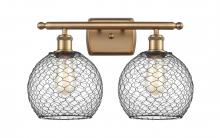 Innovations Lighting 516-2W-BB-G122-8CBK - Farmhouse Chicken Wire - 2 Light - 18 inch - Brushed Brass - Bath Vanity Light
