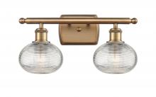 Innovations Lighting 516-2W-BB-G555-6CL - Ithaca - 2 Light - 16 inch - Brushed Brass - Bath Vanity Light