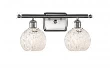 Innovations Lighting 516-2W-SN-G1216-6WM - White Mouchette - 2 Light - 16 inch - Brushed Satin Nickel - Bath Vanity Light