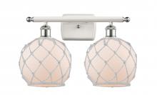 Innovations Lighting 516-2W-WPC-G121-8RW - Farmhouse Rope - 2 Light - 18 inch - White Polished Chrome - Bath Vanity Light