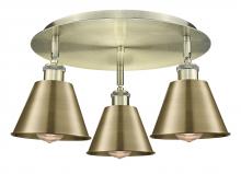 Innovations Lighting 516-3C-AB-M8-AB - Ballston - 3 Light - 18 inch - Antique Brass - Semi-Flush Mount