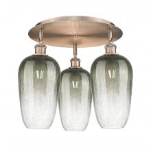 Innovations Lighting 516-3C-AC-G484-7SL - Brookhaven Flute - 3 Light - 19 inch - Antique Copper - Semi-Flush Mount